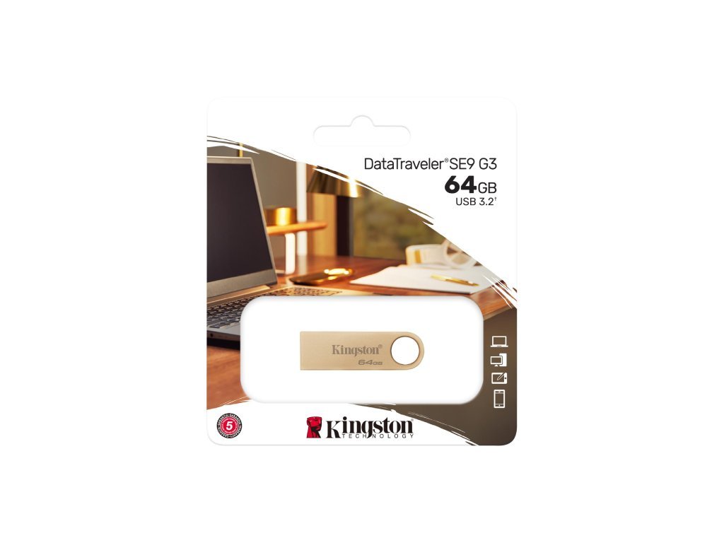 USB memorija KINGSTON DTSE9G3/64GB/DataTraveler/3.2/zlatna - Slika 2